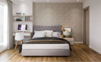 Nội thất phòng ngủ màu trắng 8m2 tinh tế.